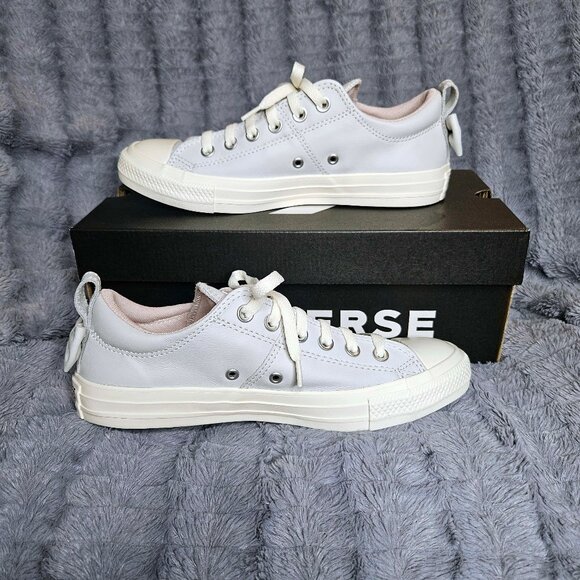 NEW! Converse Women's Pale Gray LEATHER Madison OX , Bow accent, size US 8.5 - Picture 6 of 10